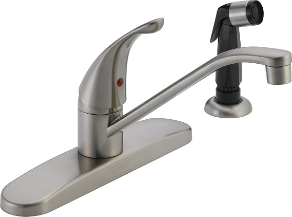 Peerless Yan Püskürtücülü Tek Saplı Mutfak Lavabo Bataryası, Paslanmaz P115LF-SS