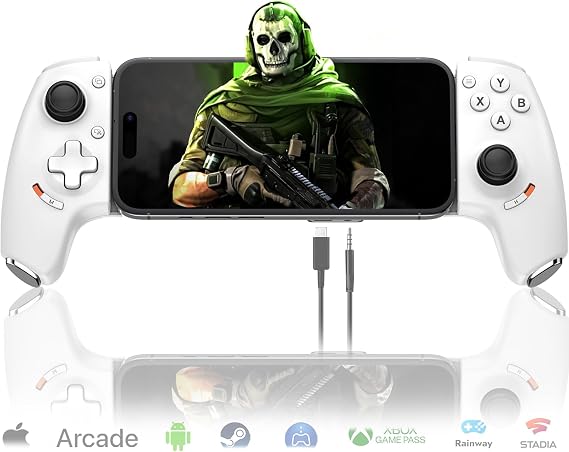 Type-C Mobile Gaming Controller für Android & iPhone 17/16/15 Series (USB-C) Plug and Play Gamepad with Hall Effect Joysticks & Triggers Xbox Streaming/Cloud Game/COD 3.5mm Audio Jack -White ﻿