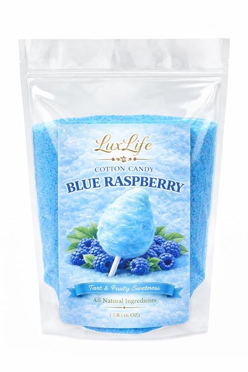 Blue Raspberry Cotton Candy Sugar Floss 1 lb Bulk Bag Naturally Flavored & Colored with Spirulina Blue Cotton Candy Machine Sugar for Parties & Events USA Distributed