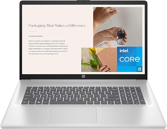 HP 17 inch Laptop, HD+ Display, 12th Generation Intel Core i5-1235U, 8 GB RAM, 512 GB SSD, Intel Iris Xe Graphics, Windows 11 Home, 17-cn2099nr (2023)