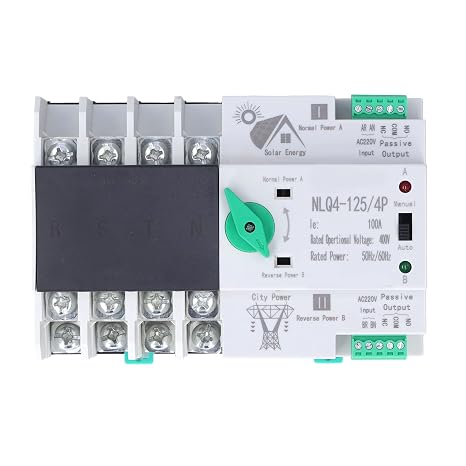 LiebeWH 4P 100A 220V Automatic Transfer Switch, DIN Rail Mount