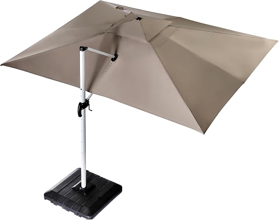 ZUPERIA Cantilever Patio Umbrella (10x13 ft) Double Vented Aluminium Offset Square Umbrella, UV & Fade Resistant, 6 level Tilt With 360 Rotation For Garden, Yard and Deck