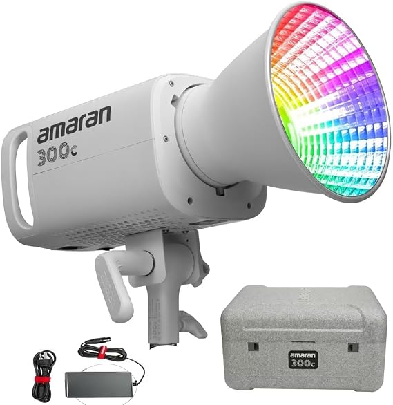 Aputure Amaran 300c RGB COB Video Light Bowen Mount,300w Photography Lighting Kit,App Control,2,500K to 7,500K Led Studio Light for Live Streaming,Video Recording,Content Creation,Tiktok (White)
