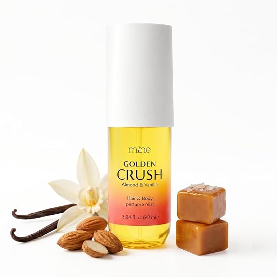 Golden Crush Hair & Body Mist Warm Gourmand Vanilla, Pistachio & Salted Caramel | Alcohol-Free, Hair-Safe 3.04 oz