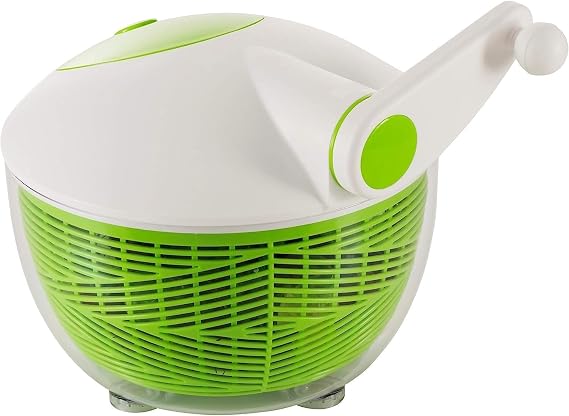 IBILI Large Salad Spinner 6.34 Qt Lettuce, Vegetable, and Fruit Washer and Dryer with Non-Slip Base, Brake Button for Quick Stop, Super-Fast Operation, Dishwasher Safe, Made in Spain