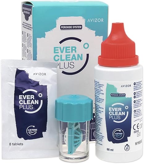 Ever Clean Plus (60 ml + 8 Tablets) – Travel Set – Solution for Cleaning and Disinfecting Contact Lenses – Ideal for Travel
