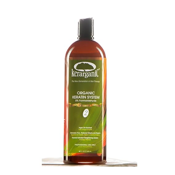 KERARGANIC Organic Keratin Treatment Two Step Protein Hair Treatment - Formaldehyde Free Hair Strengthening Miracle of Morocco (2-Step Keratin 32 fl oz)