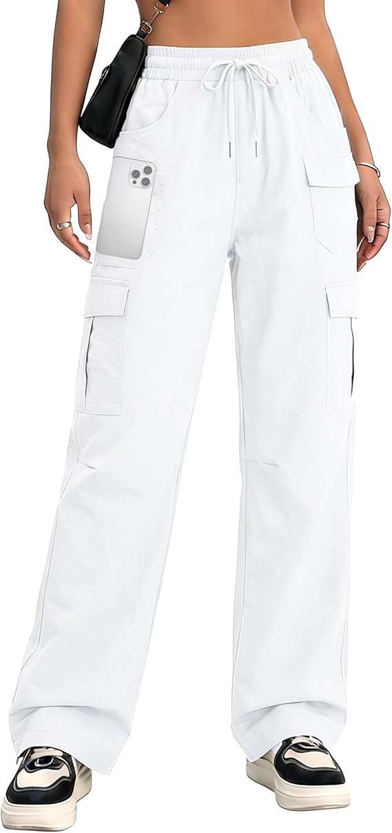 Women's Cargo Hiking Pants Lightweight Casual Quick Dry Straight Leg Camping Travel Pant for Work Golf with Multi-Pocket