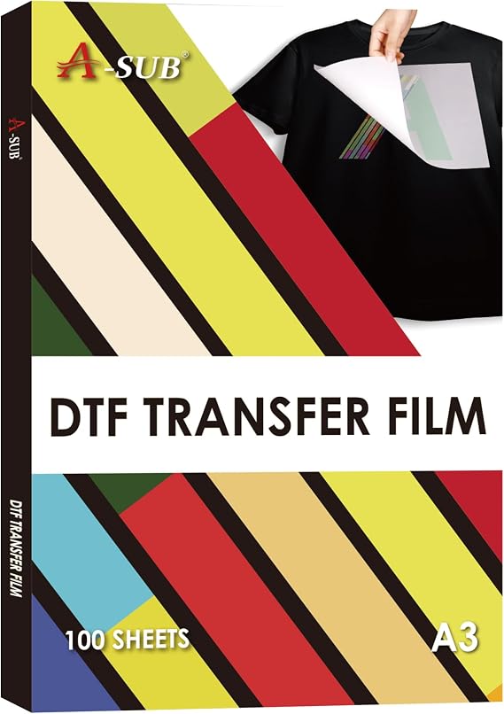 A-SUB DTF Transfer Film A3 (11.7x16.5 Inch), 100 Sheets | Double Sided Matte, for Sublimation or DTF Inkjet Printers, for DIY T Shirts and All Fabrics