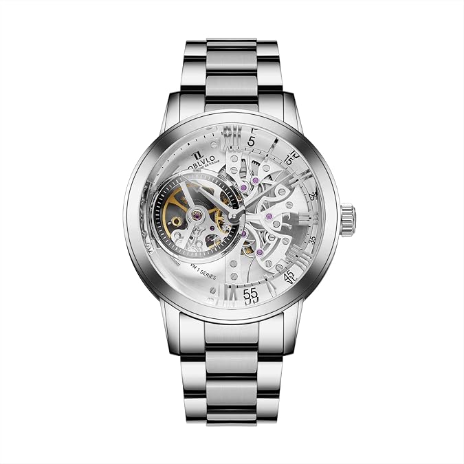 OBLVLO Casual Watches Men's PVD Watches Skeleton Watches VM