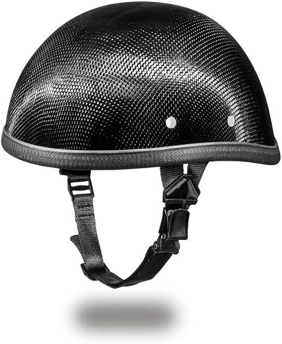 Daytona Helmets Carbon Fiber Helmet - Novelty Half Helmet with Breathable Liner - Retro Skull Cap with Head Wrap