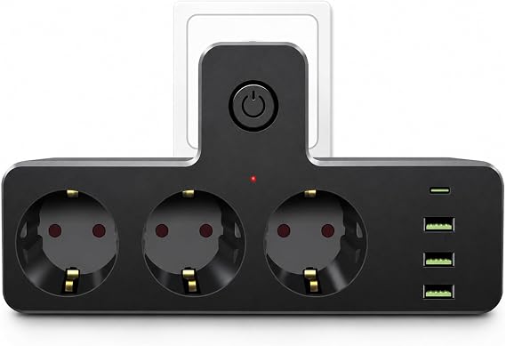 Astreon Akım Korumalı Çoklu Priz, 3 Adet USB 1 Adet Type-C Girişi, 3 Adet Priz Girişi, Termal Akım Korumalı, Hızlı Şarj Destekli, Tüm Elektronik Cihazlar İçin Kullanıma Uygun Çoklu Priz Şarj İstasyonu