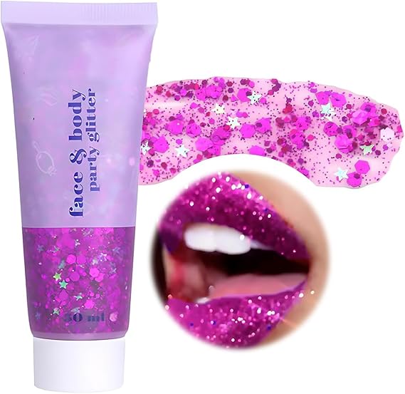 Body Glitter Body Glitter Gel Face Glitter Glitter Face Paint Chunky Glitter for Face Hair Nails, Halloween Makeup Festival Glitter Makeup 50ml