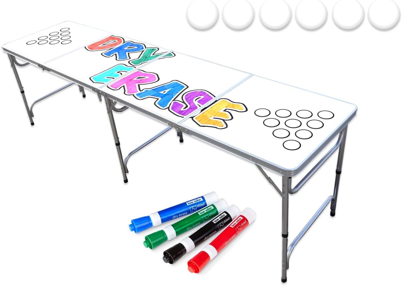 8-Foot PartyPong Pong Table wOptional Cup Holes, LED Lights, Dry Erase Surface &amp; More - Choose Your Table Model