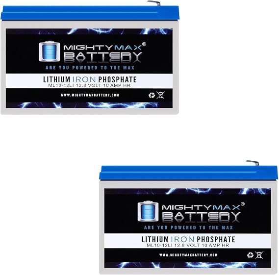 Mighty Max Battery 12V 10AH Lithium Replacement Battery Compatible with Fits Aqua Vu Marcum Vexilar - 2 Pack