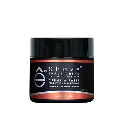 eShave Shaving Cream for Men 4 oz, Almond, prevents shaving irritation and razor burn, generates a rich lather for a soft, silky, Smoothest Shave