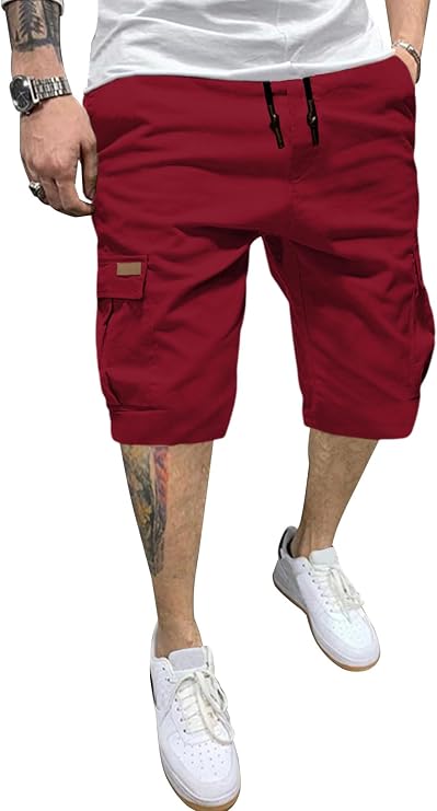 JMIERR Men's Cotton Chino Stretch Twill Cargo Shorts with Pockets
