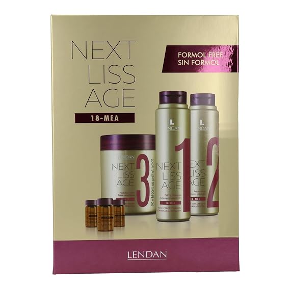 LENDAN Next Liss Age Hair Smoothing 4 Pc Set (10.8 Ounce Shampoo, 10.8 Ounce Serum, 16.3 Ounce Cream and 18 x 0.25 Ounce Enhancer)