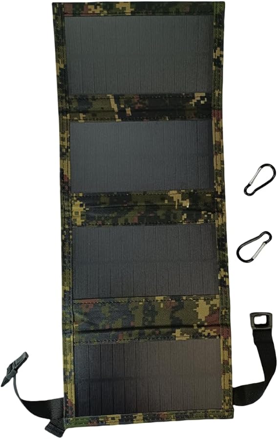 Solar Panel Charging 10W 5V, Solar Foldable Bag, Outdoor Portable Charging Panel for Mobile Phone or Mini Fan,with a USB Male to felmale Extension Cable (Camouflage), dzfscc009