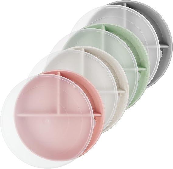 9 Inch 4PCS Divided Plates with Lids, Portion Control Plates for Kids Adults, Dishwasher Microwave Safe Compartment Plate, Unbreakable Lightweight Reusable Wheat Straw Plate Set, INS