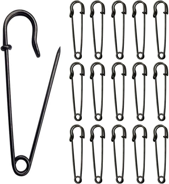 20 Pack Black Large Safety Pins, 4 Heavy Duty Blanket Pins for All Kinds of Handicrafts, Clothing, Blankets and Other Materials as Well as DIY Craftsmanship, Safe and Durable