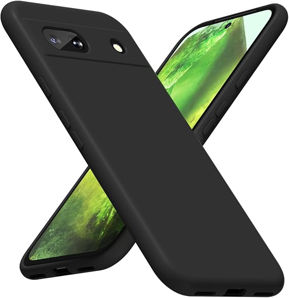 LoeoeL for Google Pixel 8A Phone Case Silicone, Minimalist Ultra Thin Slim Soft Rubber Gel Solid Color Matte TPU Cute Case for Women Men, Girly Plain Aesthetic Design & Camera Cover Protection, Black