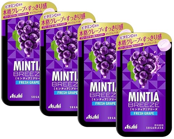 MINTIA Breeze Fresh grape, Japanese Tablet Candy 30 pieces x 4 sets Asahi Group Foods With MAIKO sticker Pio big bazar