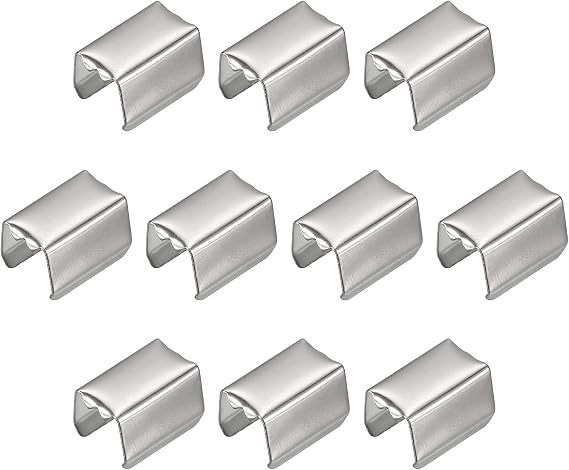 uxcell Fold Over Crimp Caps, 100Pcs 10 x 6mm Ribbon End Clasp Tips Clamp Cord Ends for Jewelry DIY Craft Making, White Nickel