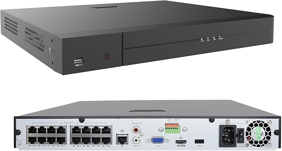 16 Channel 4K PoE Network Video Recorder NVR, 16 Port H.265 NVR