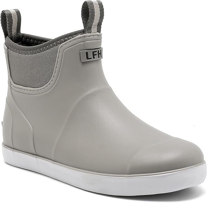 Mens Deck Boots Waterproof, Rubber Ankle Rain Booties For Fishing