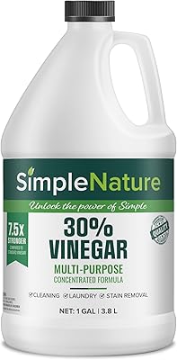 30% Vinegar by SimpleNature 1 Gallon - Concentrated Vinegar for Heavy-Duty Cleaning Power for Home & Patio, Limescale Removal & DIY Formulas - Dilutes Easily - Free of Dyes or Fragrance