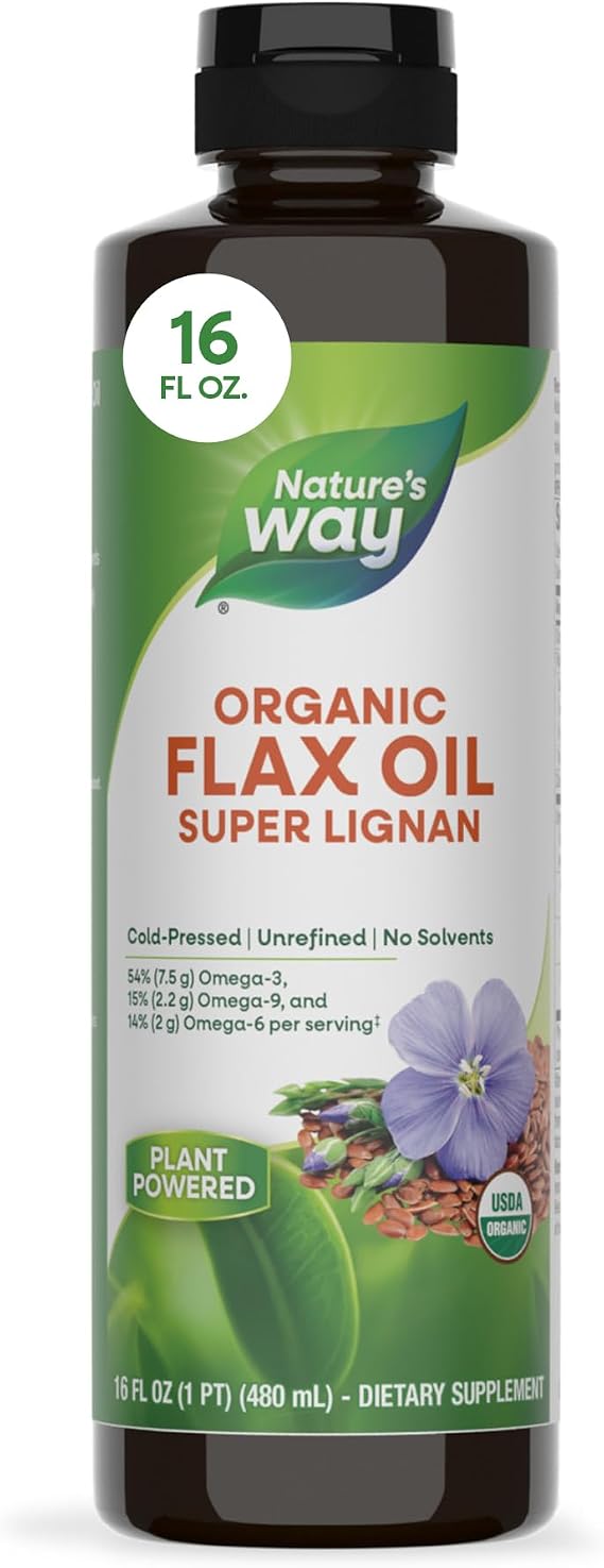 Nature's Way Organic Flax Oil Super Lignan, Flaxseed Oil, 16 Fl Oz
