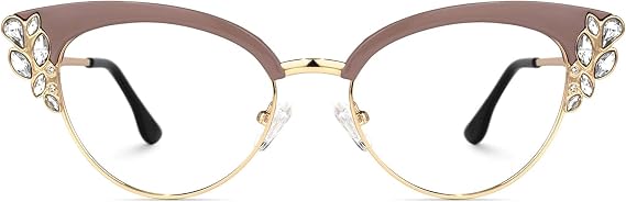 Zeelool Women's Trendy Rhinestone Oversized Cat Eye Blue Light Blocking Glasses Hearn VFX0060