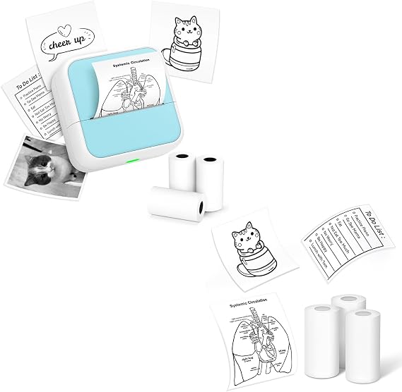 Anycash Sticker Printer with 3 Rolls Stickers + 3 Rolls Mini Sticker Printer Thermal Paper-10-Year 50mm x 3.5m