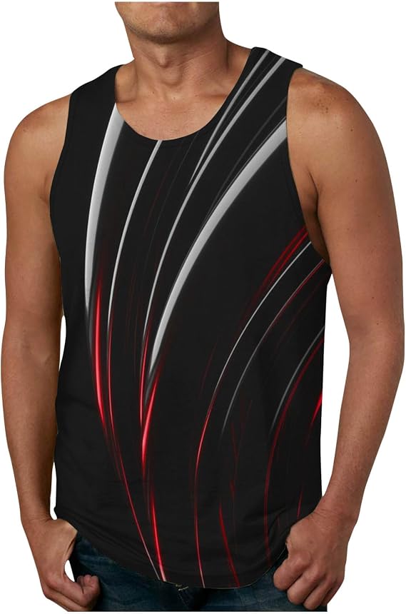 Men's T-Shirts & Tanks Summer Fashion Crewneck Sleeveless Muscle Workout Tank Top Casual Marble Print Graphic Tee