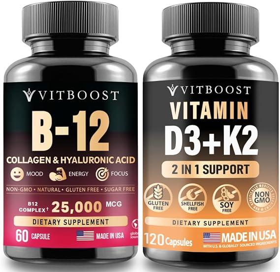 VITBOOST B12 with Hyaluronic Acid, Collagen with D3K2 Complex