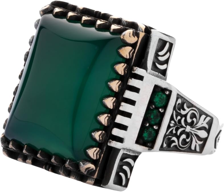 GREEN Agate Stone 925 Sterling Silver Ring Stylish Design Jewelry