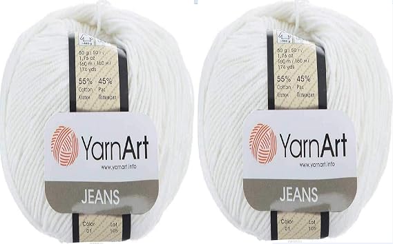 YarnArt Jeans Amigurumi Cotton Yarn 55% Cotton 45% Acrylic Knitting Crocheting Yarn Baby Yarn 2 Skeins 100 gr 350 yds 01
