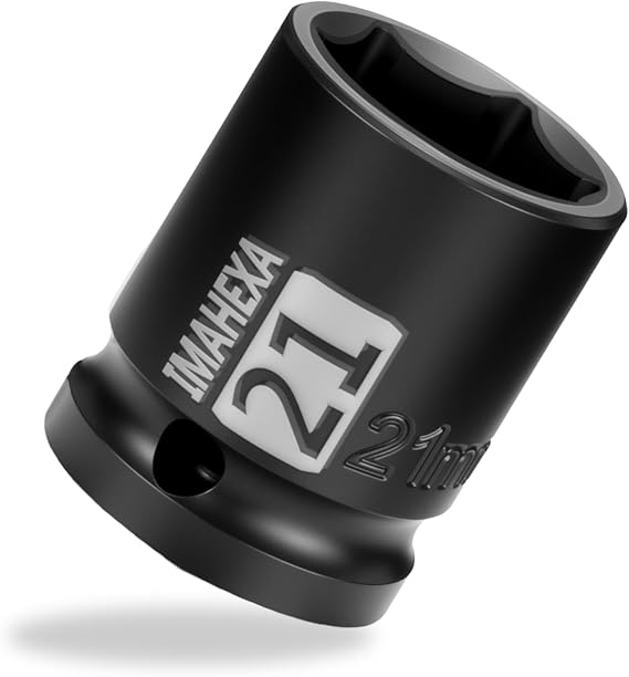 1/2" Drive 21mm Metric Shallow Impact Socket 6-Point Cr-Mo Steel Socket
