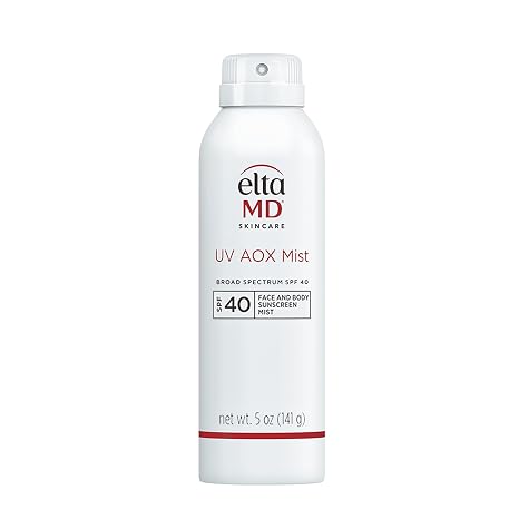 EltaMD UV AOX Mist 100% Mineral Sunscreen Spray, SPF 40, 5 oz | Broad Spectrum Face And Body Sunscreen, Free of Chemical Propellants, Sprays On White and Dries Clear, Sheer Finish