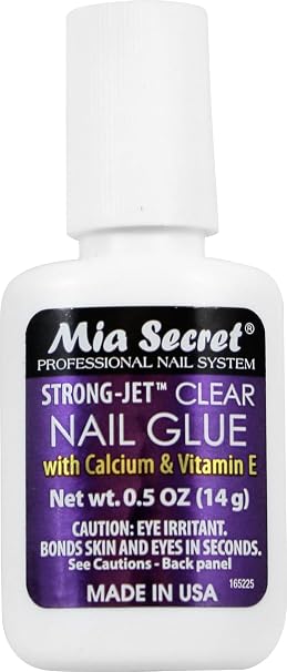 Mia Secret Strong-Jet Brush On Clear Nail Glue 335 - Ideal to adhere Crystals Over Any Acrylic and Gel Surface