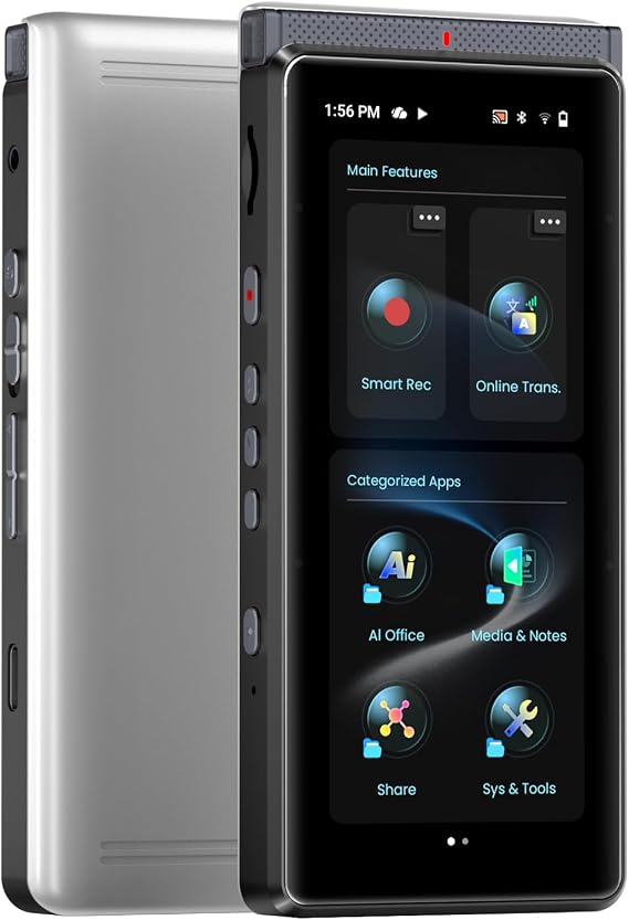 Innioasis PR1 AI Voice Recorder, Transcription & Translation with AI, 3.99 inch 64GB Smart Summarize, Offline AI Processing Note Taker for Meeting & Lectures, Translation for Business Travel, Black