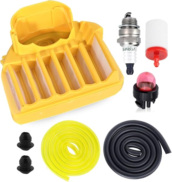 455 Rancher Air Filter Fuel Line Kit for Husqvarna 455E 455R 460 460R Chainsaw Rancer Parts, Replace 599333701 537255702 with Primer Bulb Fuel Filter Spark Plug In One Kit