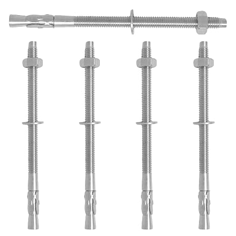 Stainless Steel Concrete Anchors, Heavy Duty Wedge Anchor Fasteners 1/4 Inch x 4 Inch (5 Pcs)