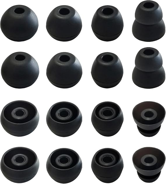 Replacement Ear Tips for Beats Flex, X,Powerbeats Pro & 3/2/4 | Silicone Earbuds Tips for Beats Earbuds, by Dr Dre, Double Flange Tips, 8 Pairs Black