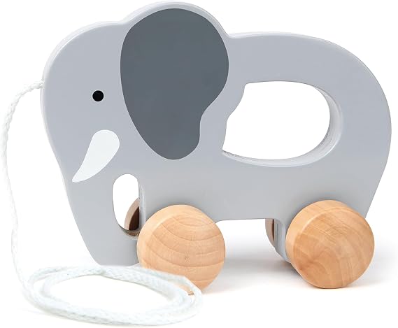 Hape Wooden Elephant Pull-Along Baby Toy| Early Learning Push and Pull Toys for Toddlers Age 1 Years and Up