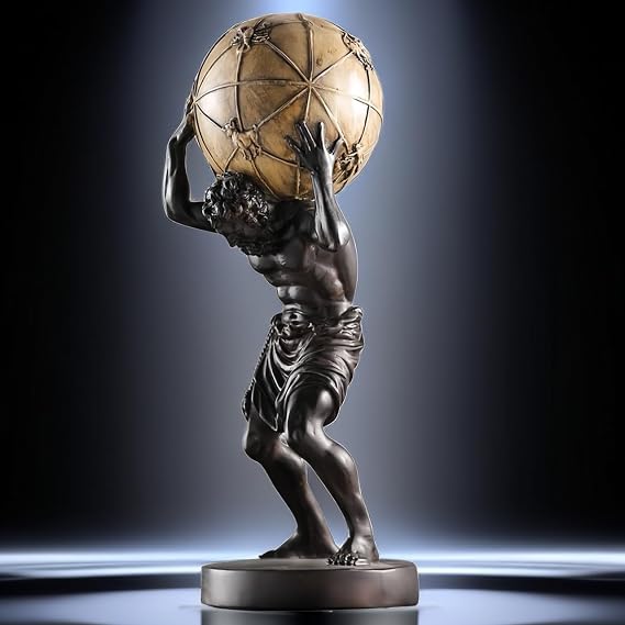 FUNSXBUG 17 Inch X-Large Atlas Holding World Greek God Statue Sculpture Collectible Figurine Home Decor Living Room Desktop Decoration
