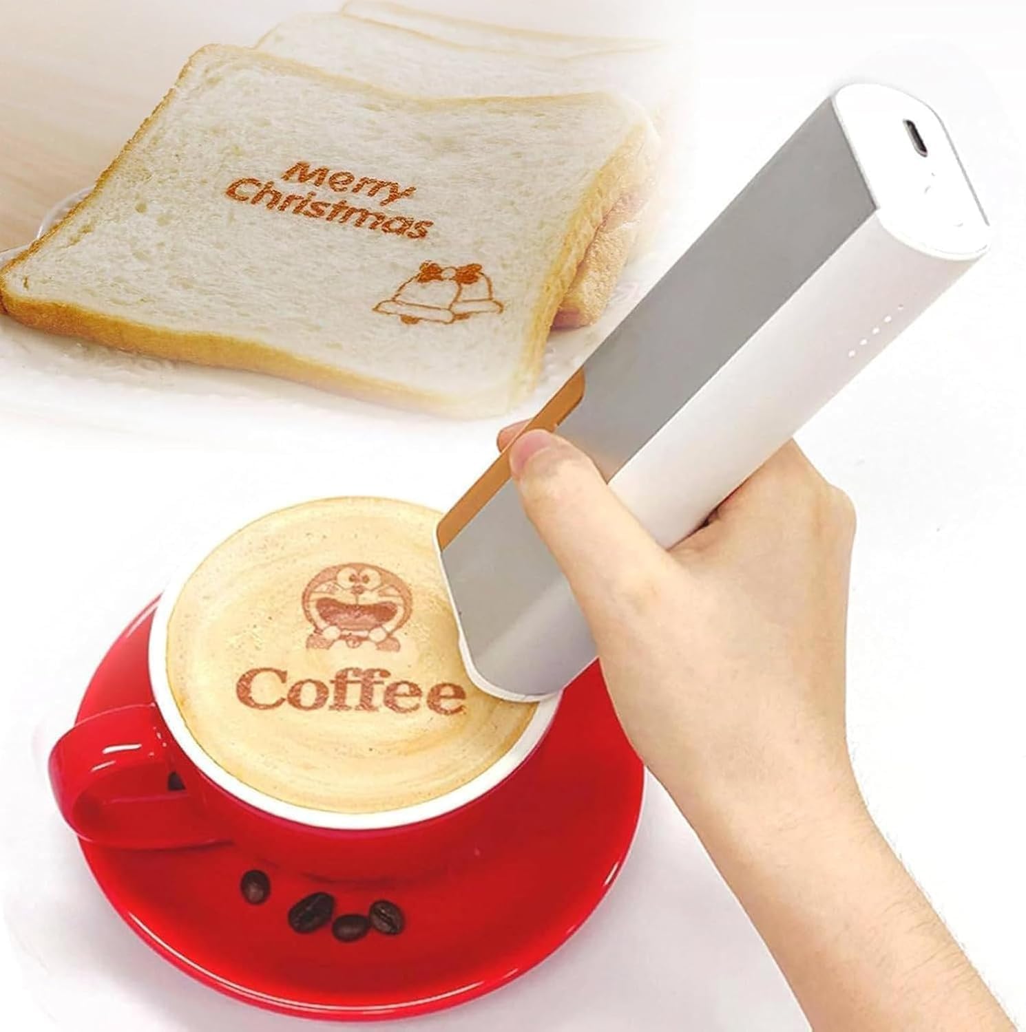 Handheld Small Inkjet Food Printer, Pen Food Printers, Coffee Art Machine Latte Art Print, for Bread Coffee Printing Food PrinterRed Ink