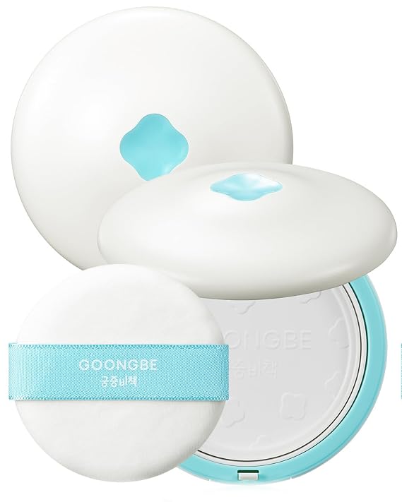 GOONGBE Pri-mmune Soothing Powder, Korean Baby Compact, 0.8oz. | Talc-free pressed cornstarch powder compact for baby. No airborne powder, keeps skin folds dry. Mess-free, travel.