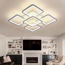 Modern Square Led Ceiling Lights Chandelier Dimmable with Remote Control Memory Function and Timer Suitable for Bedrooms Living Rooms and Studies,White